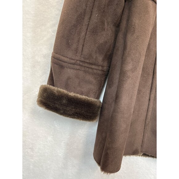 a.n.a. Coat Womens Medium Brown Faux Fur Button Front - Picture 5 of 10